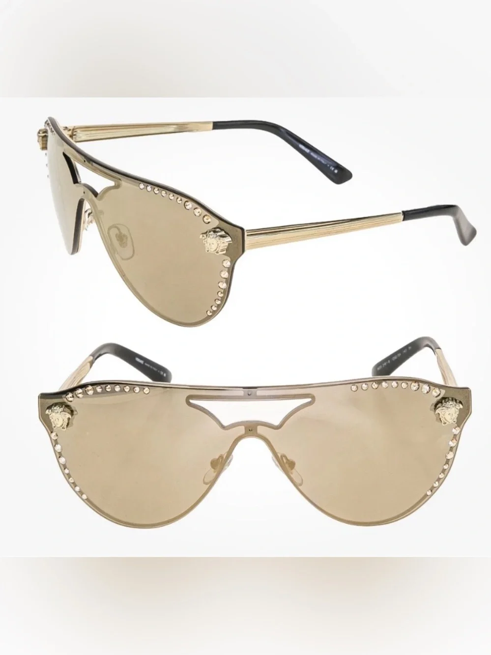 Versace Authentic Rimmed Crystal Medusa Sunglasses